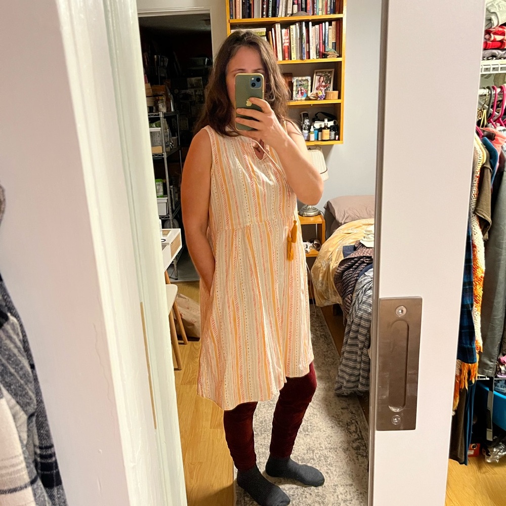 Cotton summer dress.  With pockets.